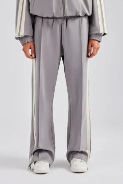 Women CLO-BOT-TRO Taping Wide Leg Track Pant - Grey