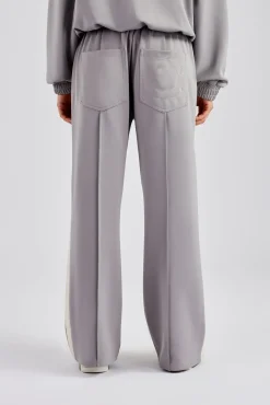 Women CLO-BOT-TRO Taping Wide Leg Track Pant - Grey