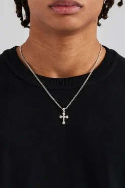 JWL-NECK Textured Cross Cuban Necklace - 25mm