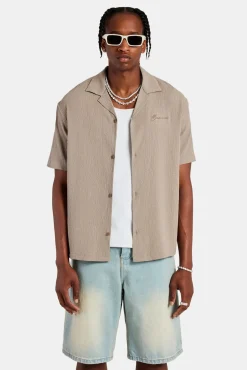 CLO-TOP-SHIR Textured Revere Shirt - Stone