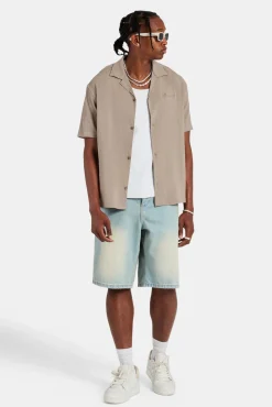 CLO-TOP-SHIR Textured Revere Shirt - Stone