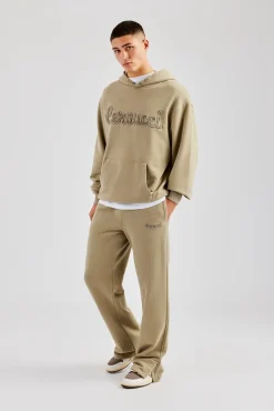 CLO-BOT-TRO Tonal Split Hem Jogger - Taupe