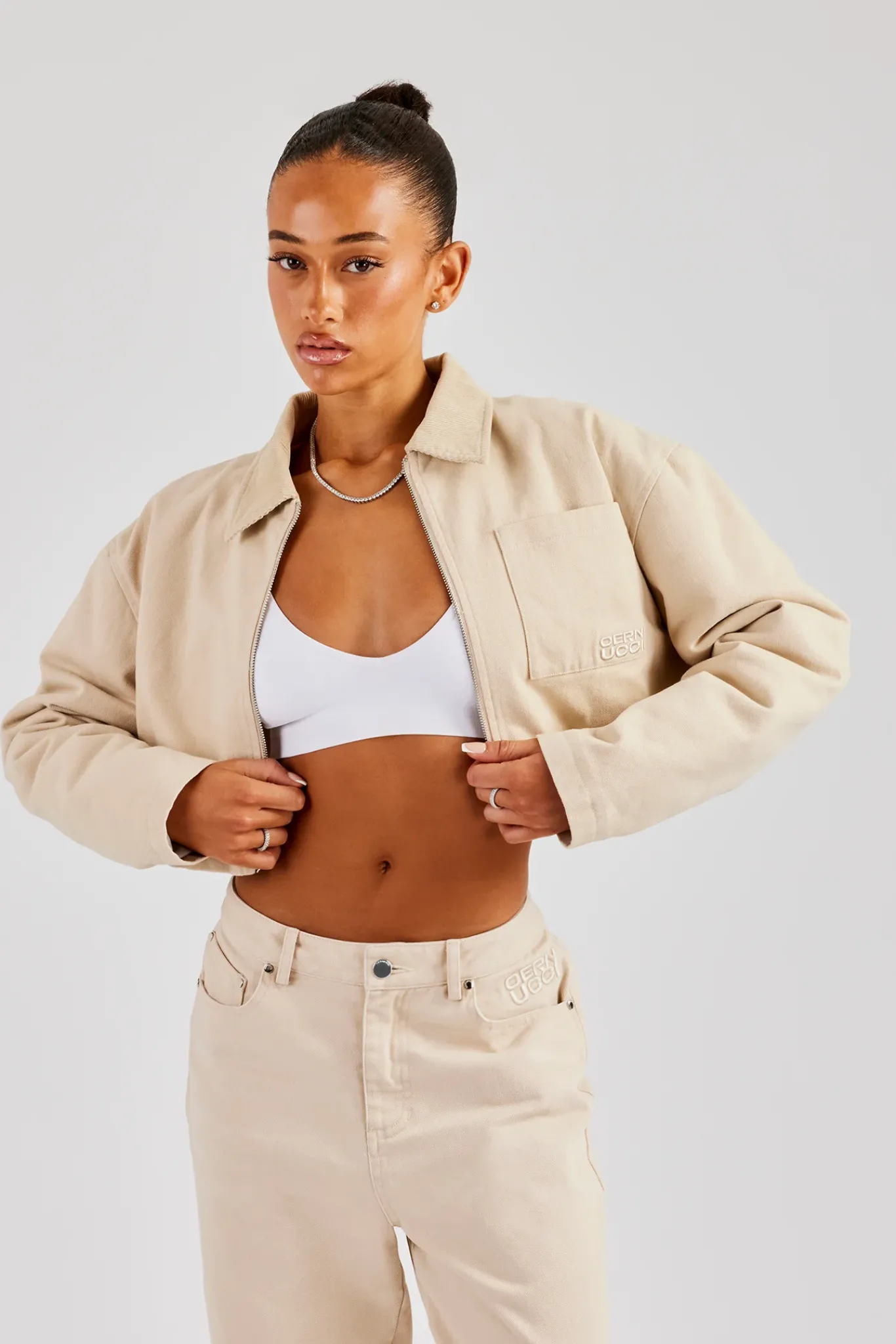 Women CLO-SET Twill Cord Jacket and Trouser - Stone