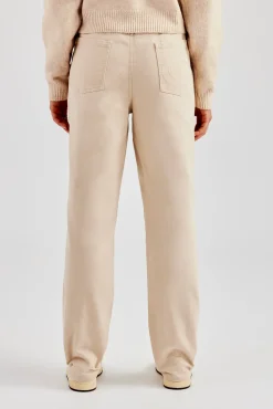 Women CLO-BOT-TRO Twill Embroidered Trouser - Stone