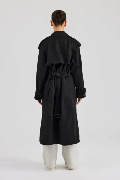 Women CLO-TOP-OUT Twill Trench Coat - Black