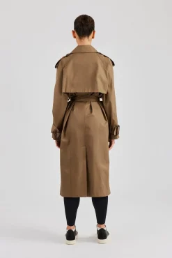 Women CLO-TOP-OUT Twill Trench Coat - Taupe