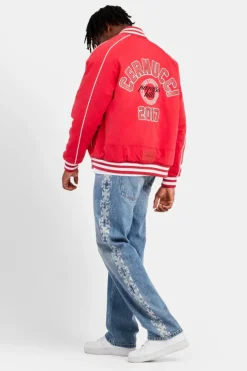 CLO-TOP-OUT Varsity Bomber Jacket - Red