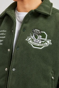 CLO-TOP-OUT Varsity Harrington Bomber Jacket - Green