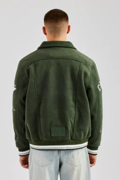 CLO-TOP-OUT Varsity Harrington Bomber Jacket - Green