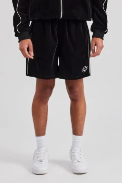 CLO-BOT Velour Piping Track Short - Black