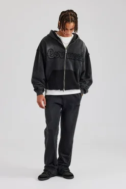 CLO-SET Washed Applique Zip Through Tracksuit - Acid Wash