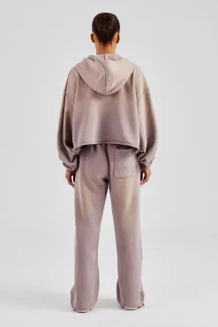 Women CLO-SET Washed Boxy Fit Zip Through Tracksuit - Mauve