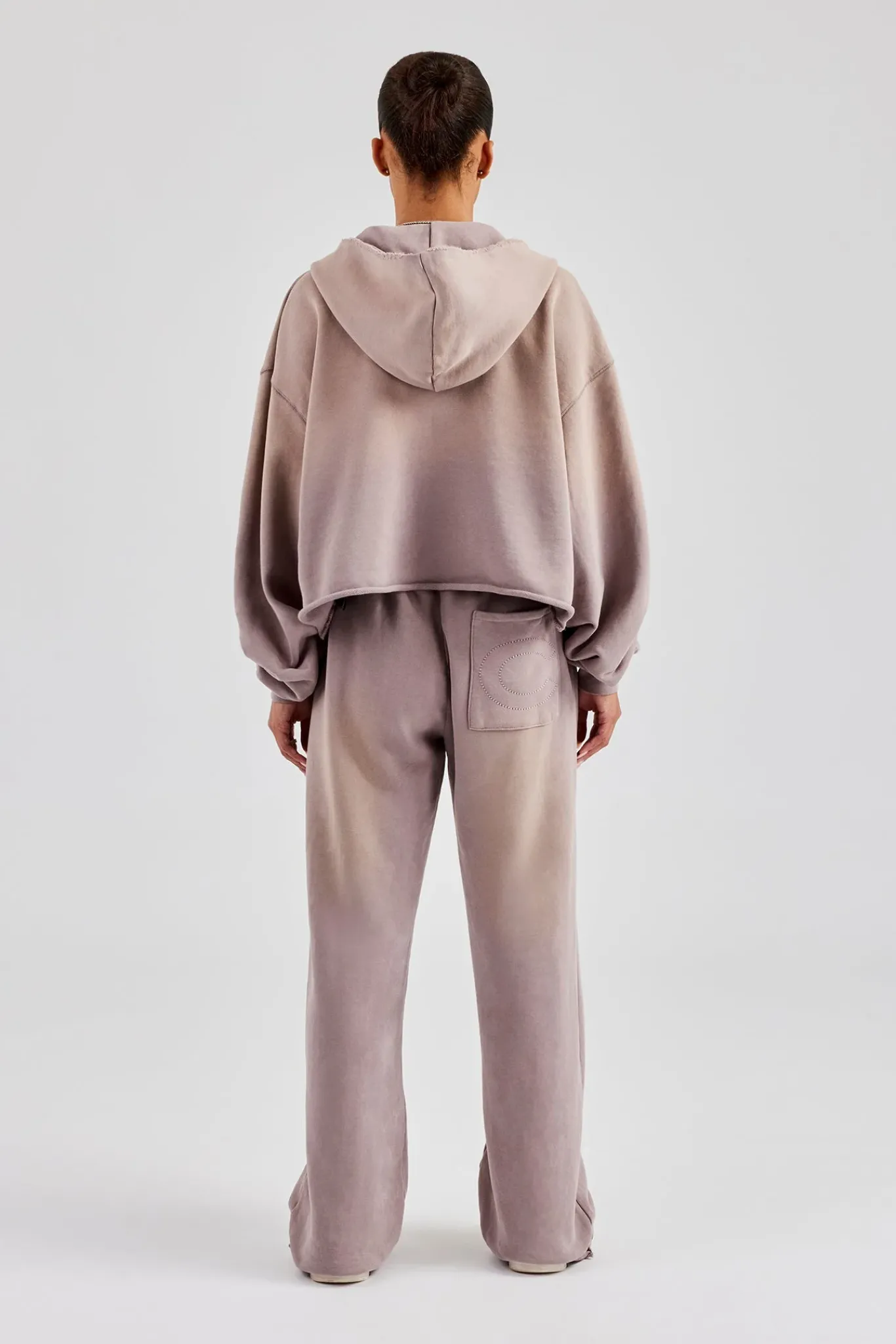 Women CLO-SET Washed Boxy Fit Zip Through Tracksuit - Mauve
