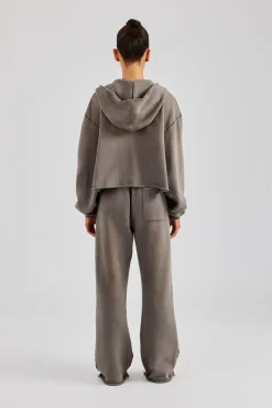 Women CLO-SET Washed Boxy Fit Zip Through Tracksuit - Grey