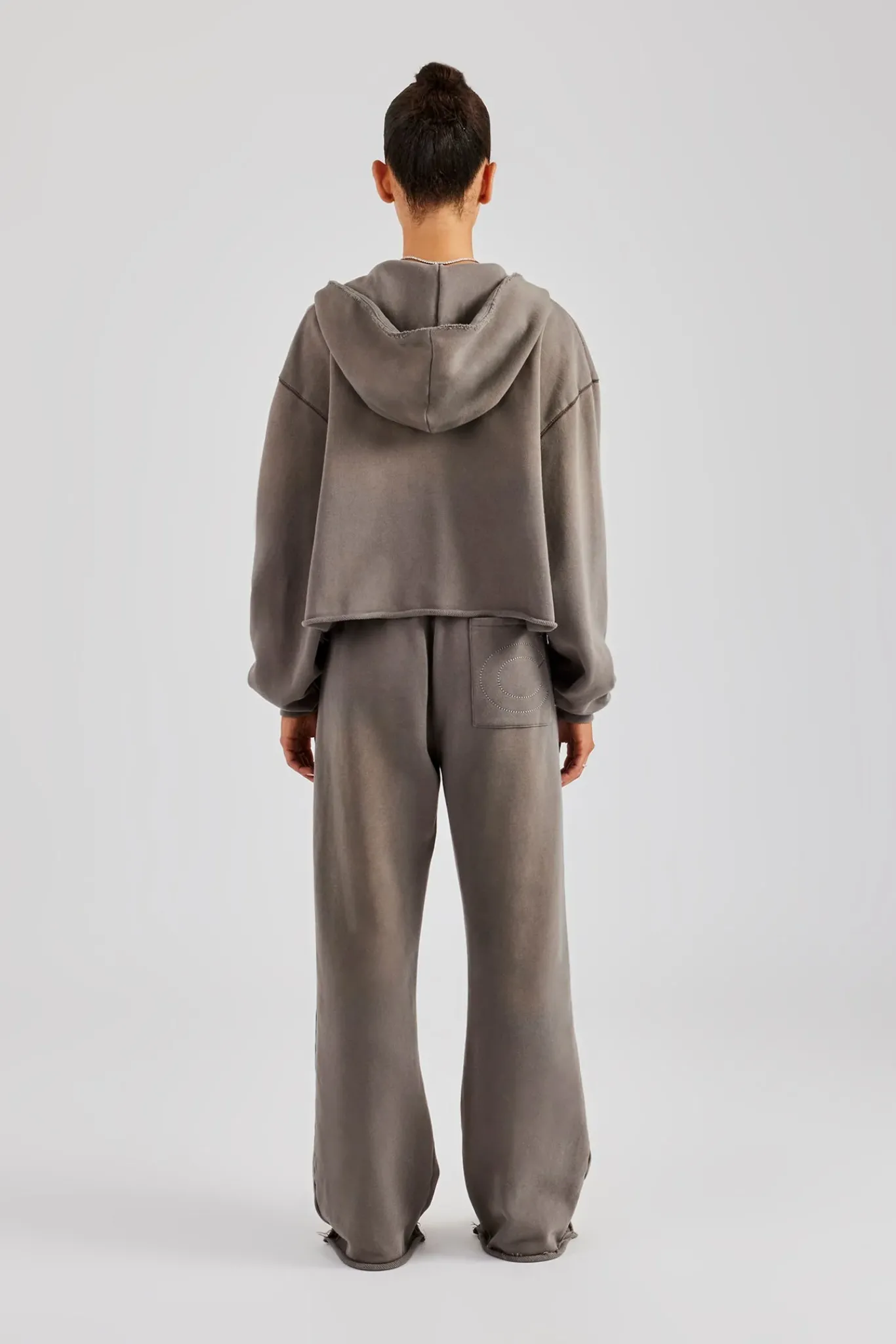 Women CLO-SET Washed Boxy Fit Zip Through Tracksuit - Grey