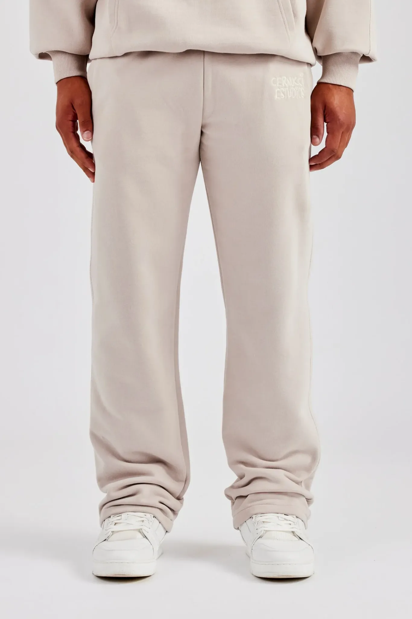 CLO-BOT-TRO Washed Contrast Stitch Pearl Jogger - Stone