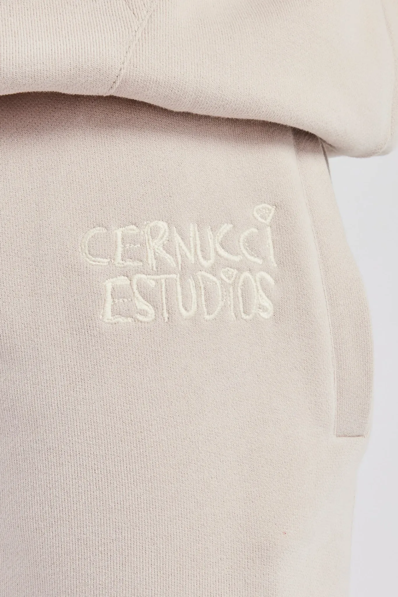 CLO-BOT-TRO Washed Contrast Stitch Pearl Jogger - Stone