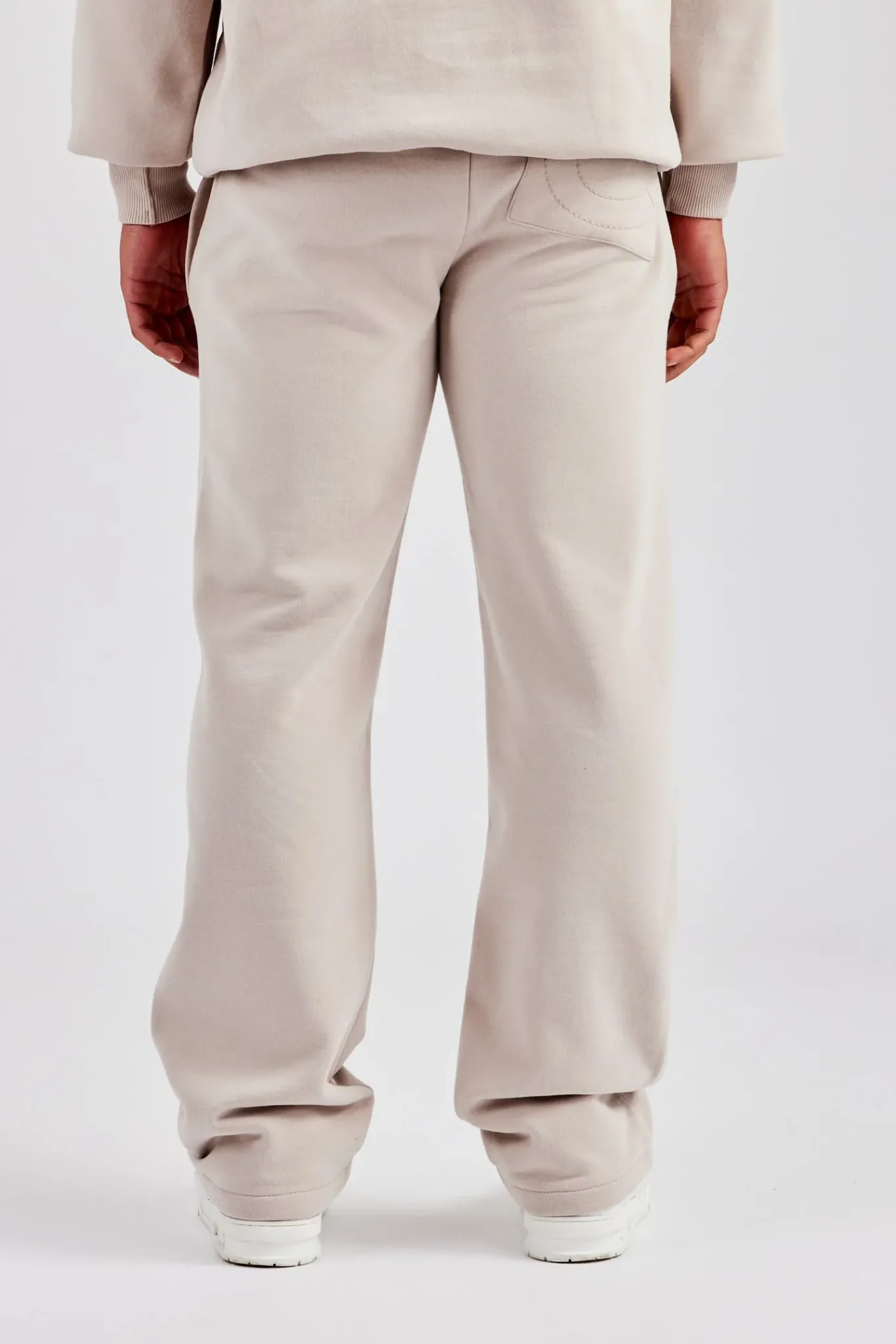 CLO-BOT-TRO Washed Contrast Stitch Pearl Jogger - Stone