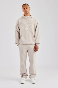 CLO-SET Washed Contrast Stitch Tracksuit - Stone