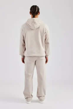 CLO-SET Washed Contrast Stitch Tracksuit - Stone
