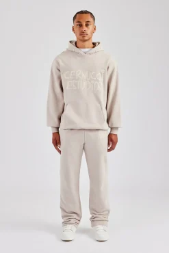 CLO-SET Washed Contrast Stitch Tracksuit - Stone