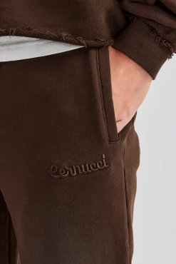 CLO-BOT-TRO Washed Flare Fit Panelled Jogger - Chocolate