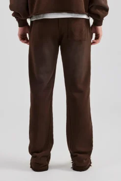 CLO-BOT-TRO Washed Flare Fit Panelled Jogger - Chocolate