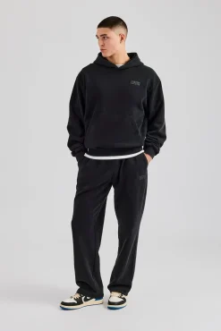 CLO-SET Washed Hooded Tracksuit - Black