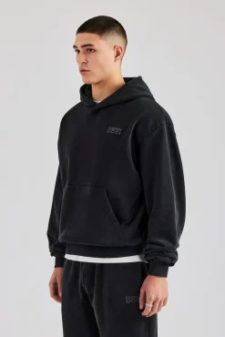CLO-TOP-HS-HOOD Washed Hoodie - Black