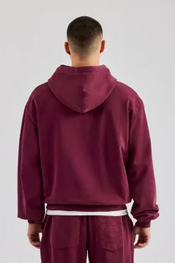 CLO-TOP-HS-HOOD Washed Hoodie - Burgundy