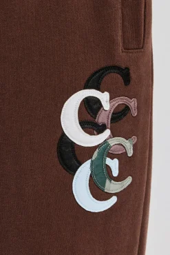 CLO-BOT-TRO Washed Layered Applique Jogger - Chocolate