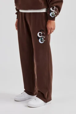 CLO-SET Washed Layered Applique Tracksuit - Chocolate