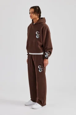 CLO-SET Washed Layered Applique Tracksuit - Chocolate