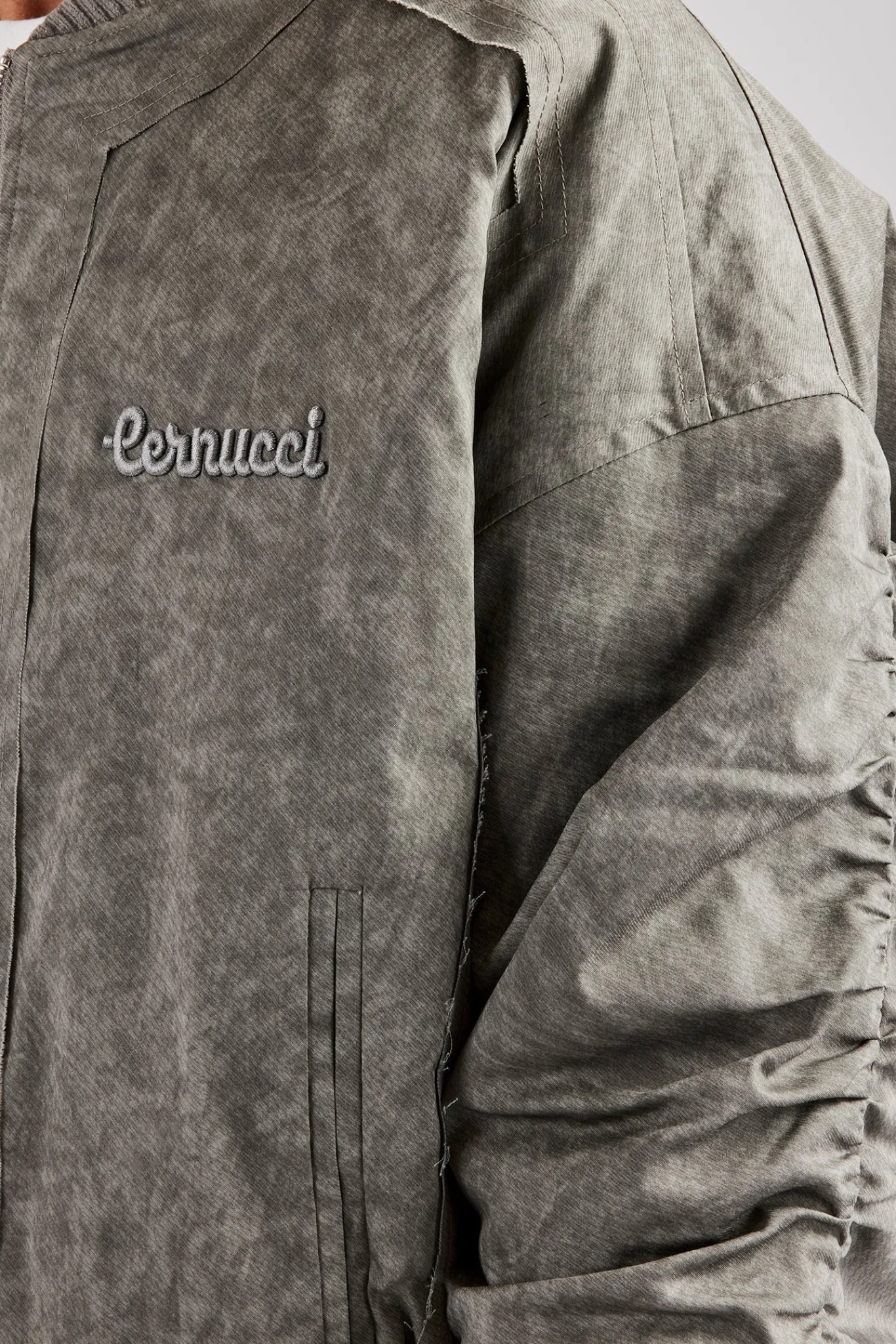 CLO-TOP-OUT Washed Nylon Bomber Jacket - Acid Wash