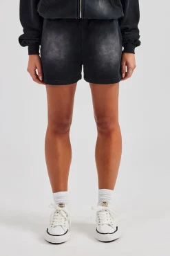 Women CLO-BOT Washed Relaxed Shorts - Black