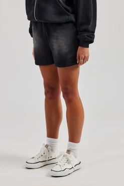 Women CLO-BOT Washed Relaxed Shorts - Black