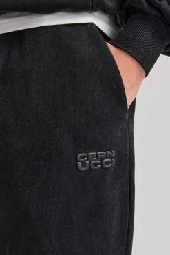 CLO-BOT-TRO Washed Straight Leg Jogger - Black