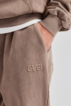 CLO-BOT-TRO Washed Straight Leg Jogger - Taupe