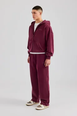 CLO-BOT-TRO Washed Straight Leg Jogger - Burgundy