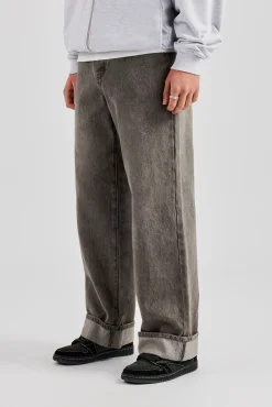 CLO-BOT-DEN Washed Turn Up Baggy Jean - Washed Grey
