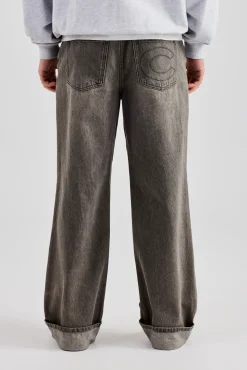 CLO-BOT-DEN Washed Turn Up Baggy Jean - Washed Grey