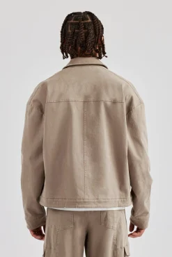 CLO-TOP-OUT Washed Twill Harrington Jacket - Brown