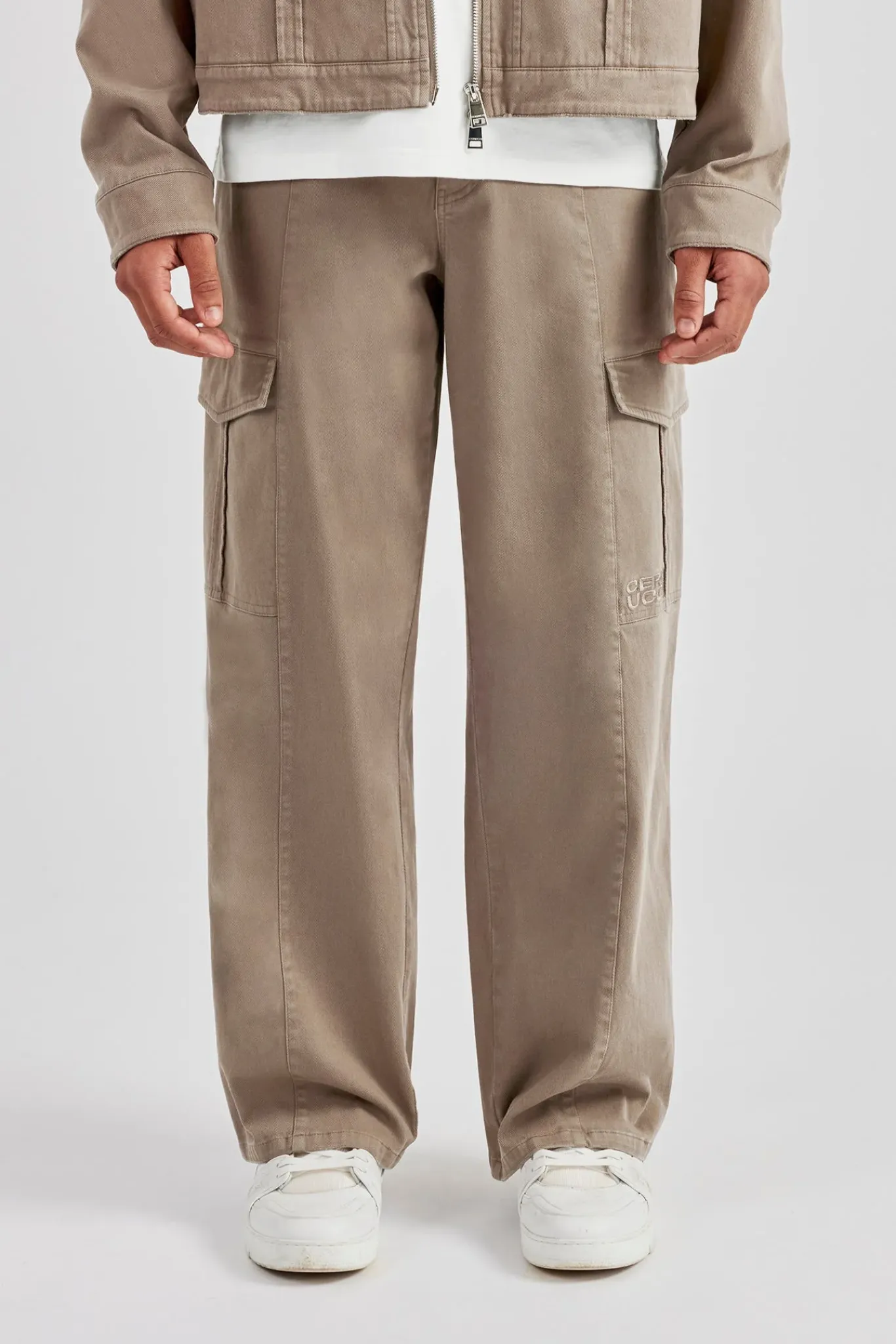 CLO-SET Washed Twill Harrington Jacket & Trouser - Brown