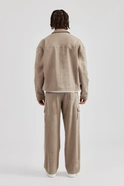 CLO-SET Washed Twill Harrington Jacket & Trouser - Brown