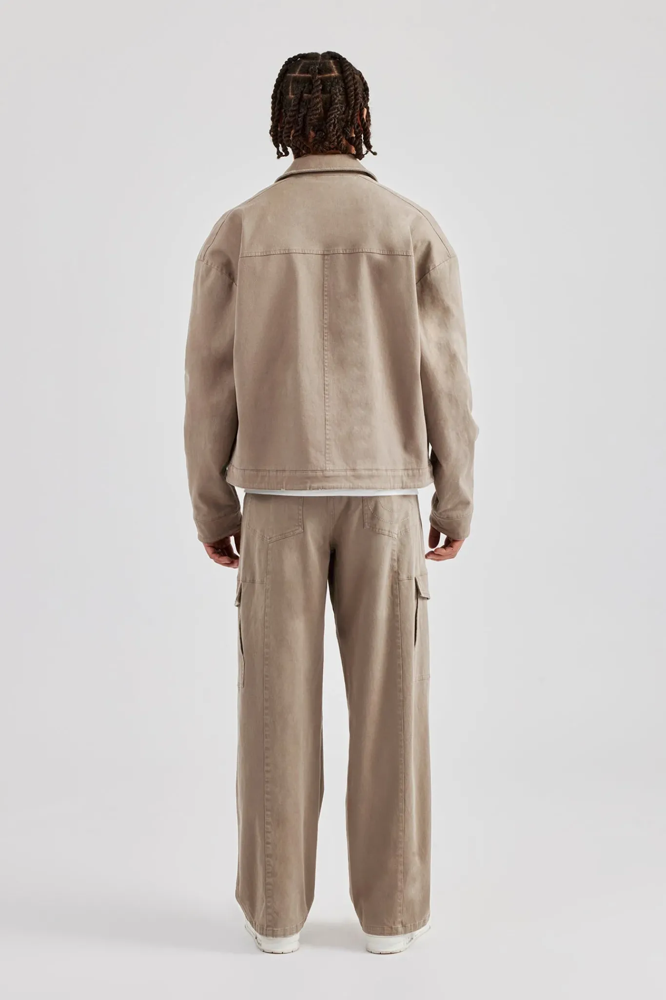 CLO-SET Washed Twill Harrington Jacket & Trouser - Brown