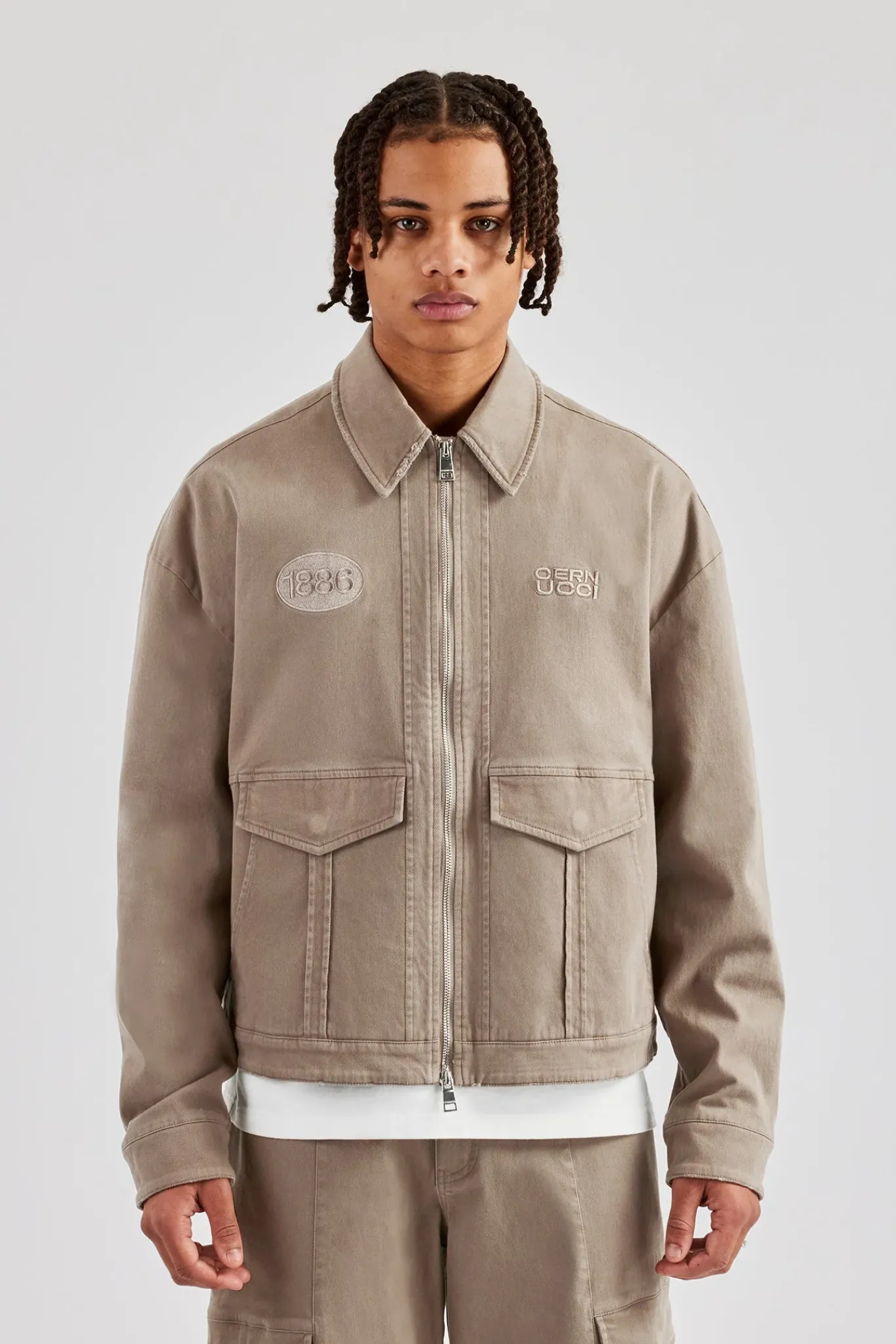 CLO-SET Washed Twill Harrington Jacket & Trouser - Brown