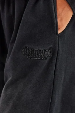 Women CLO-BOT-TRO Washed Wide Leg Jogger - Black