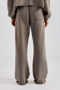 Women CLO-BOT-TRO Washed Wide Leg Jogger - Grey