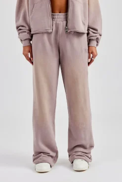 Women CLO-BOT-TRO Washed Wide Leg Jogger - Mauve