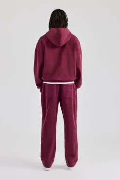 CLO-SET Washed Zip Through Tracksuit - Burgundy